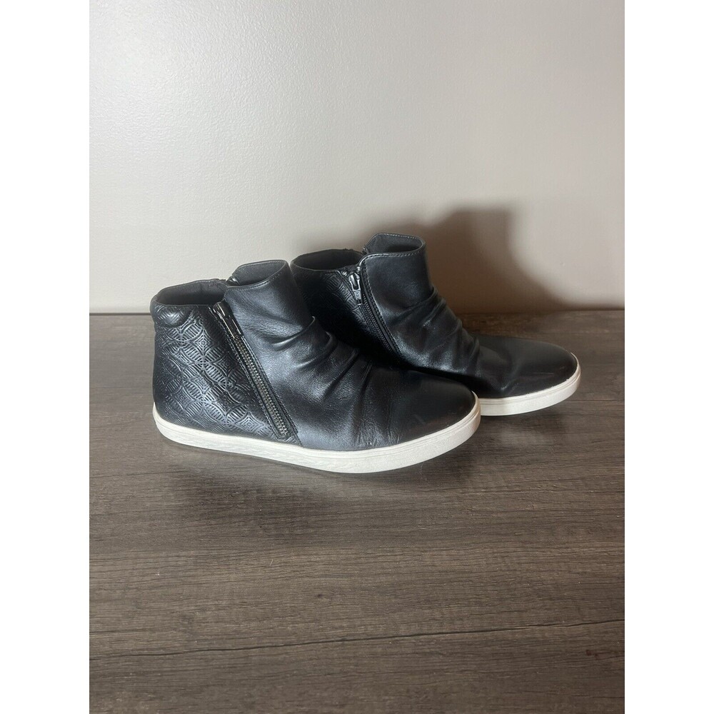 Rockport Cobb Hill Willa Leather Black Slip On Zipper Bootie Sneakers Women 9